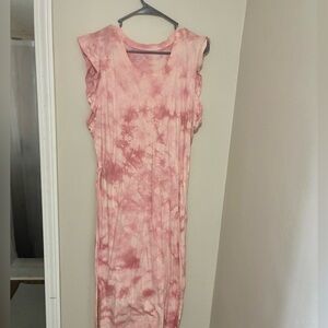 Time and Tue Pink Tie-Dye Sleeveless Dress